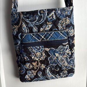 Vera Bradley Blue and Gold Paisley Quilted Crossbody Bag